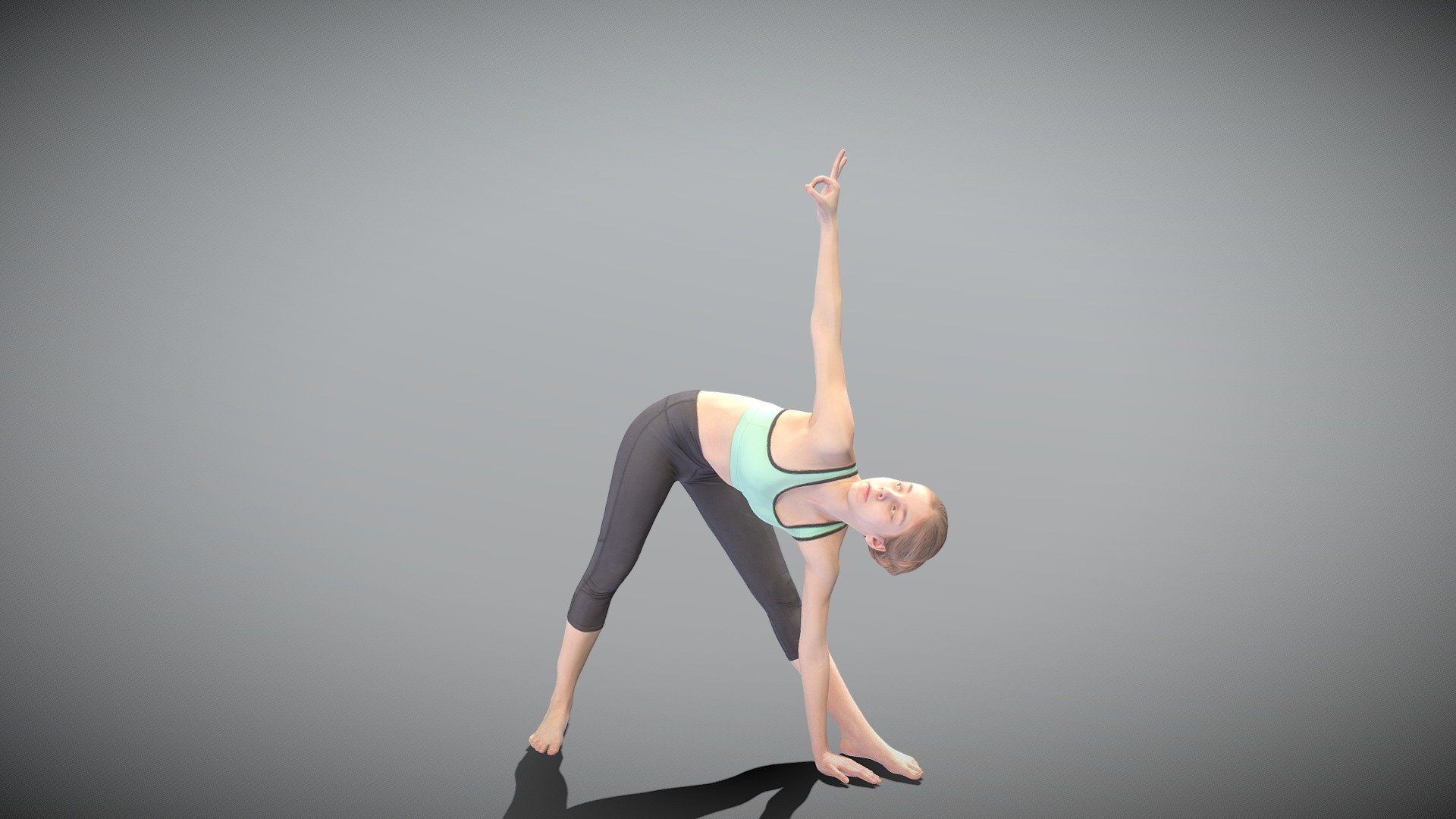 This is a true human size and detailed model of a sporty young woman of Caucasian appearance dressed in sportswear. The model is captured in casual pose to be perfectly matching various architectural and product visualizations, as a background or mid-sized character on a sports ground, gym, beach, park, VR/AR content, etc.

Technical specifications:




digital double 3d scan model

150k &amp; 30k triangles | double triangulated

high-poly model (.ztl tool with 5 subdivisions) clean and retopologized automatically via ZRemesher

sufficiently clean

PBR textures 8K resolution: Diffuse, Normal, Specular maps

non-overlapping UV map

no extra plugins are required for this model

Download package includes a Cinema 4D project file with Redshift shader, OBJ, FBX, STL files, which are applicable for 3ds Max, Maya, Unreal Engine, Unity, Blender, etc. All the textures you will find in the “Tex” folder, included into the main archive.

3D EVERYTHING

Stand with Ukraine! - Girl in yoga pose 444 - Buy Royalty Free 3D model by deep3dstudio 3d model