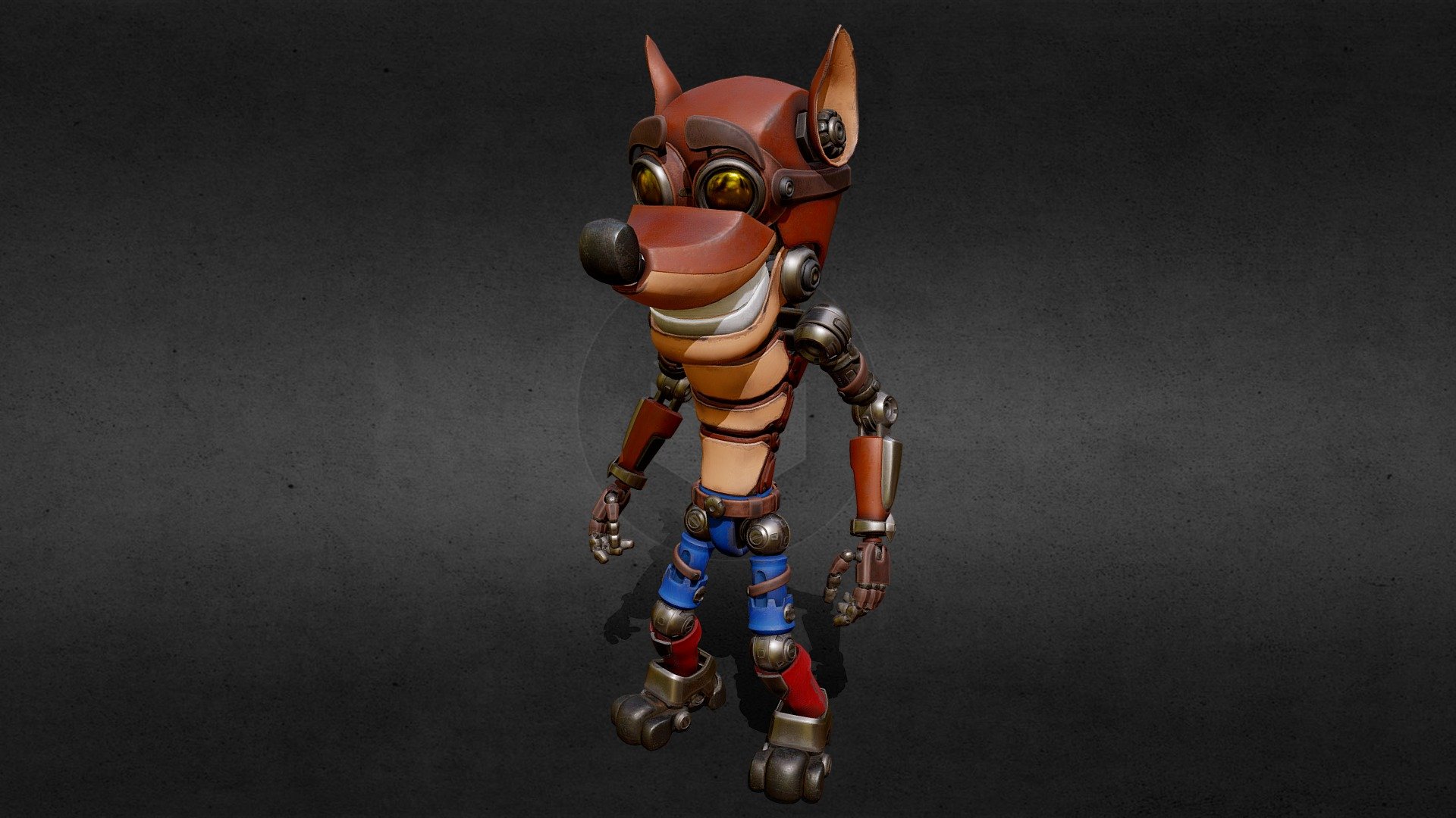 Mega Crash revisited, weathered in Substance Painter, UV mapped, rigged and animated in Blender 2.8 + Eevee

Crash Bandicoot Reimagined as a robot in Megaman X - Mega Crash - Buy Royalty Free 3D model by Arcadeous Phoenix (@arcadeous3d) 3d model