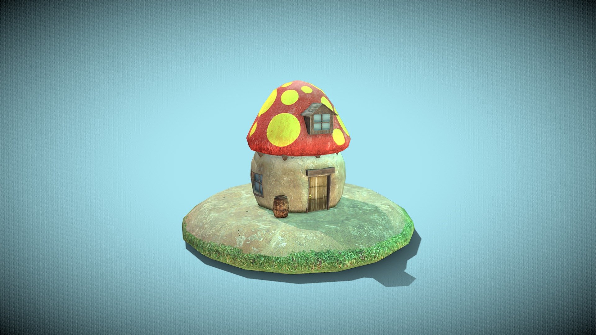 A low-poly mushroom house I did in the past for a quick model challenge I completed in 4 hours with textures in my spare time for fun. You can get it for free, it isn't a detailed model, but it might be helpful for a far-scene shot.

Visit my Artstation profile to view this model's rendered version
https://www.artstation.com/artwork/QvGX3 - Mushroom House - Download Free 3D model by Ahmad Sawalha (@ahmad3d) 3d model