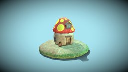 Mushroom House mushroom, cartoony, smurf, cartoon, lowpoly, house