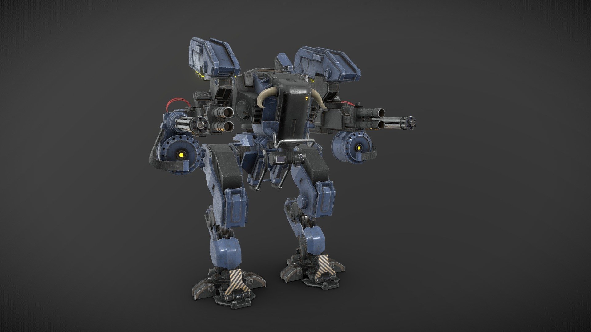 Game ready model. Made as part of the tutorial course from Kaino university.
My software used: Blender, RizomUV, Marmoset Toolbag 4, Substance Painter.
67k triangles;
1 texture set;
4k textures. Render scene in Blender:
 - Mech Robot - 3D model by Dmitry Az (@Dim854) 3d model