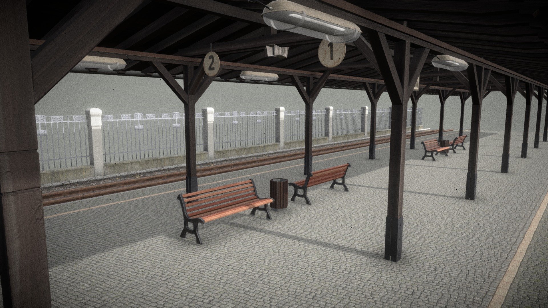 modular trainstation - Trainstation - 3D model by Clonk 3d model