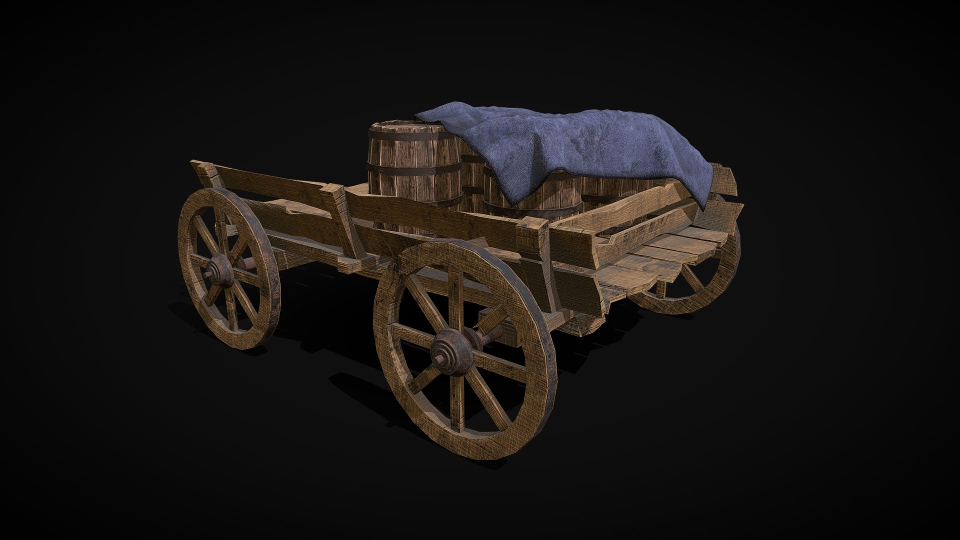 Game Read assets - Wooden Barrow - Download Free 3D model by Anna Rymarczyk (@ann.rym) 3d model