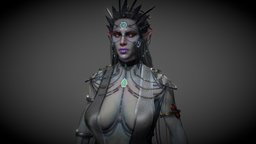 Dark Elf zbrushmodel, zbrush-sculpt, elfgirl, darkfantasy, elf-woman, blender3d, dark