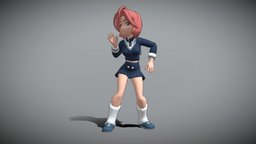 School Girl Dancing cgi, mid-poly, schoolgirl, modeling-maya, rigged-character, blender, animation