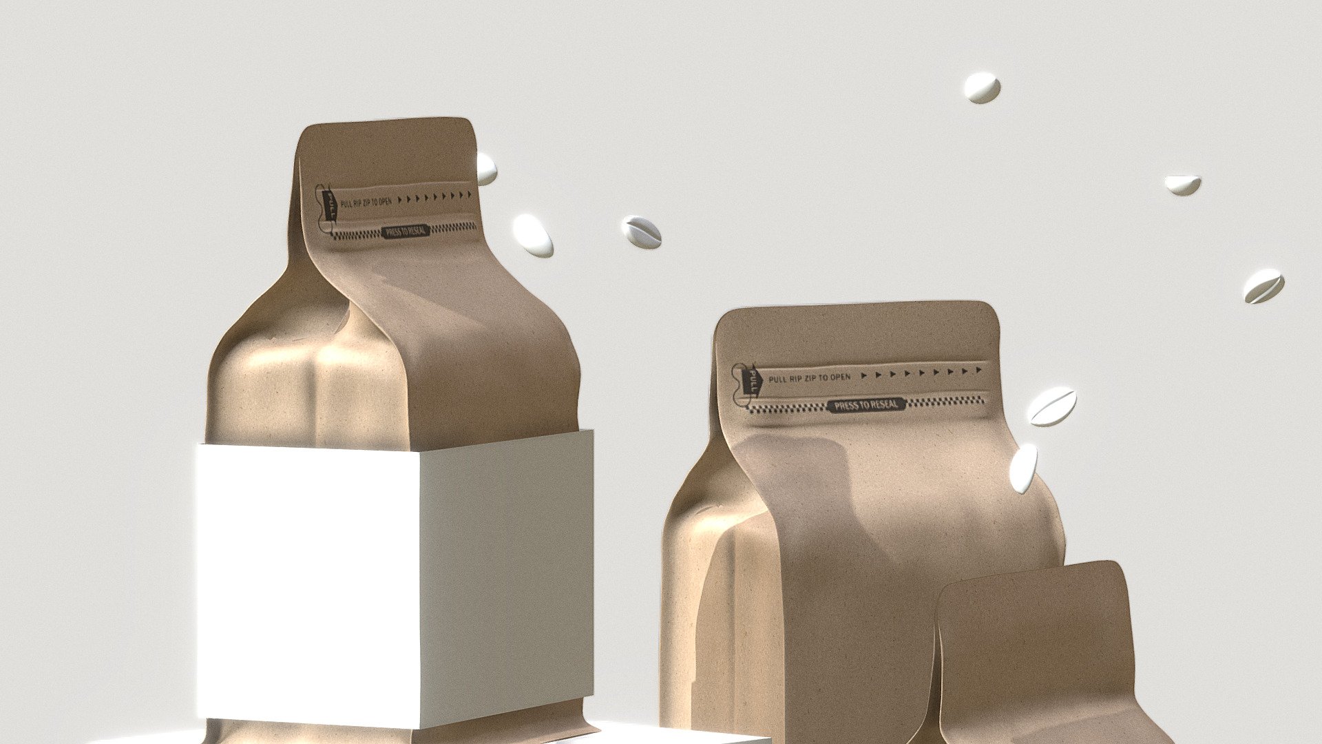 coffee bags mockup. Three sizes - coffee bag - Buy Royalty Free 3D model by hectopod 3d model