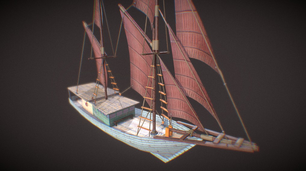 One of Indonesia's iconic sailboat with its distinctive characteristic of 7 sails - Kapal Phinisi - 3D model by KOMODOZ 3d model
