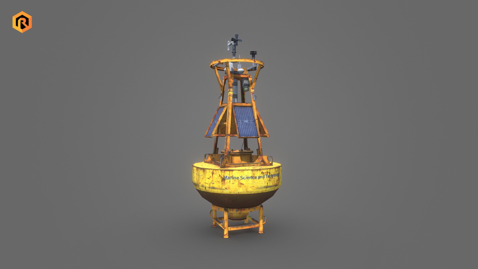 High-quality low-poly 3D model of Ocean Weather Buoy.

It is best for use in games and other VR / AR, real-time applications such as Unity or Unreal Engine.

It can also be rendered in Blender (ex Cycles) or Vray as the model is equipped with detailed textures.

This way it is also good enough for close-ups. Model is built with great attention to details and realistic proportions with correct geometry. 

Technical details:

- 2048 x 2048 Diffuse and AO textures

- 3000 Triangles

- 1655 Polygons

- 1890 Vertices

- Model is one mesh.

- Model completely unwrapped.

- Model is fully textured with all materials applied. 

- Pivot point centered at world origin.

- Model scaled to approximate real world size (centimeters).

- All nodes, materials and textures are appropriately named 3d model
