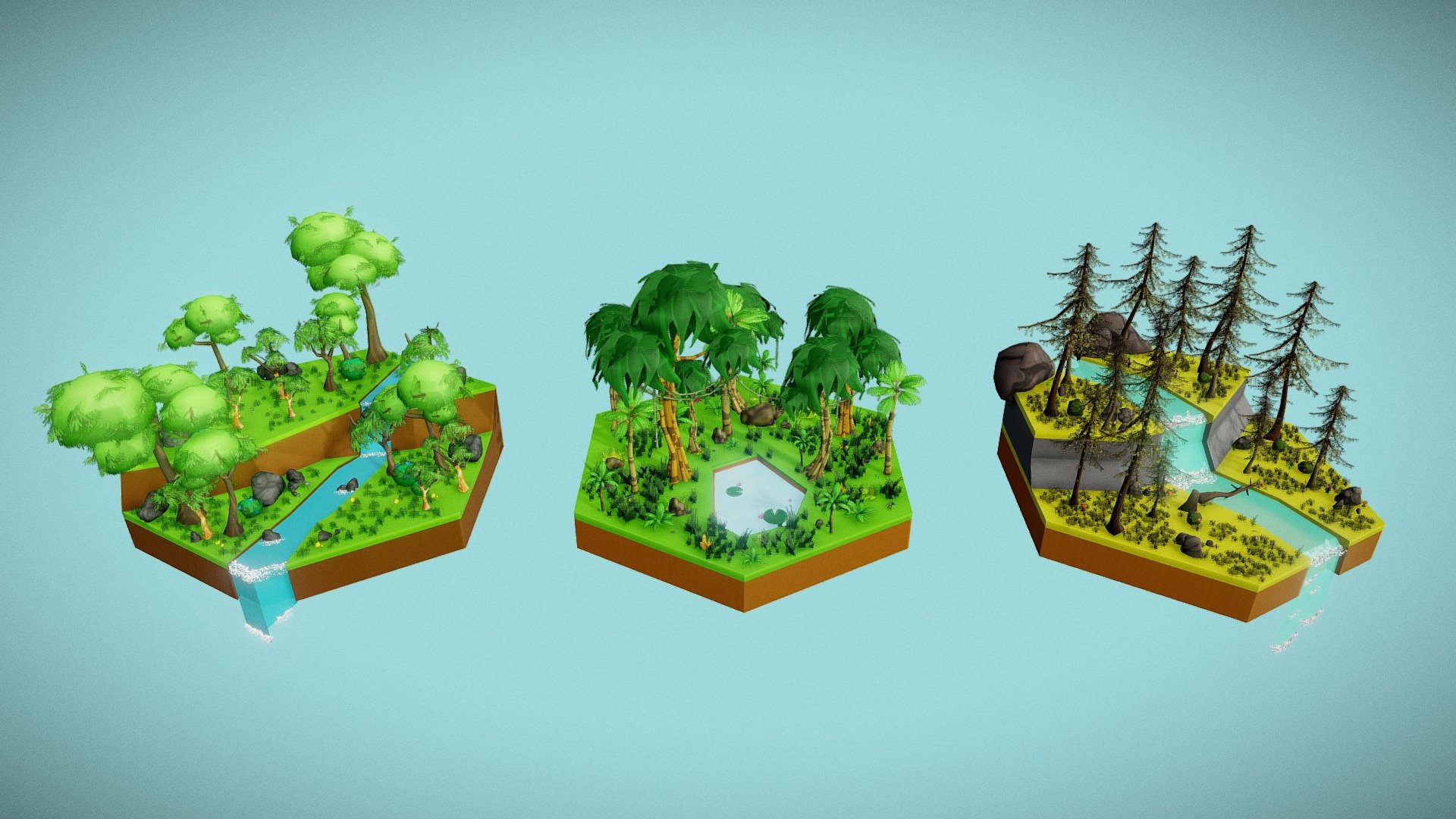 Nature Pack with diferent dioramas, Portugal, Amazon Forest and Siberia
Only 4 Materials and 4 Texture (4K)
Low Poly Model  (if you buy 50 dollars worth of 3d models, i will send you 2 models of your choice for free) - Nature Pack - Buy Royalty Free 3D model by carlcapu9 3d model