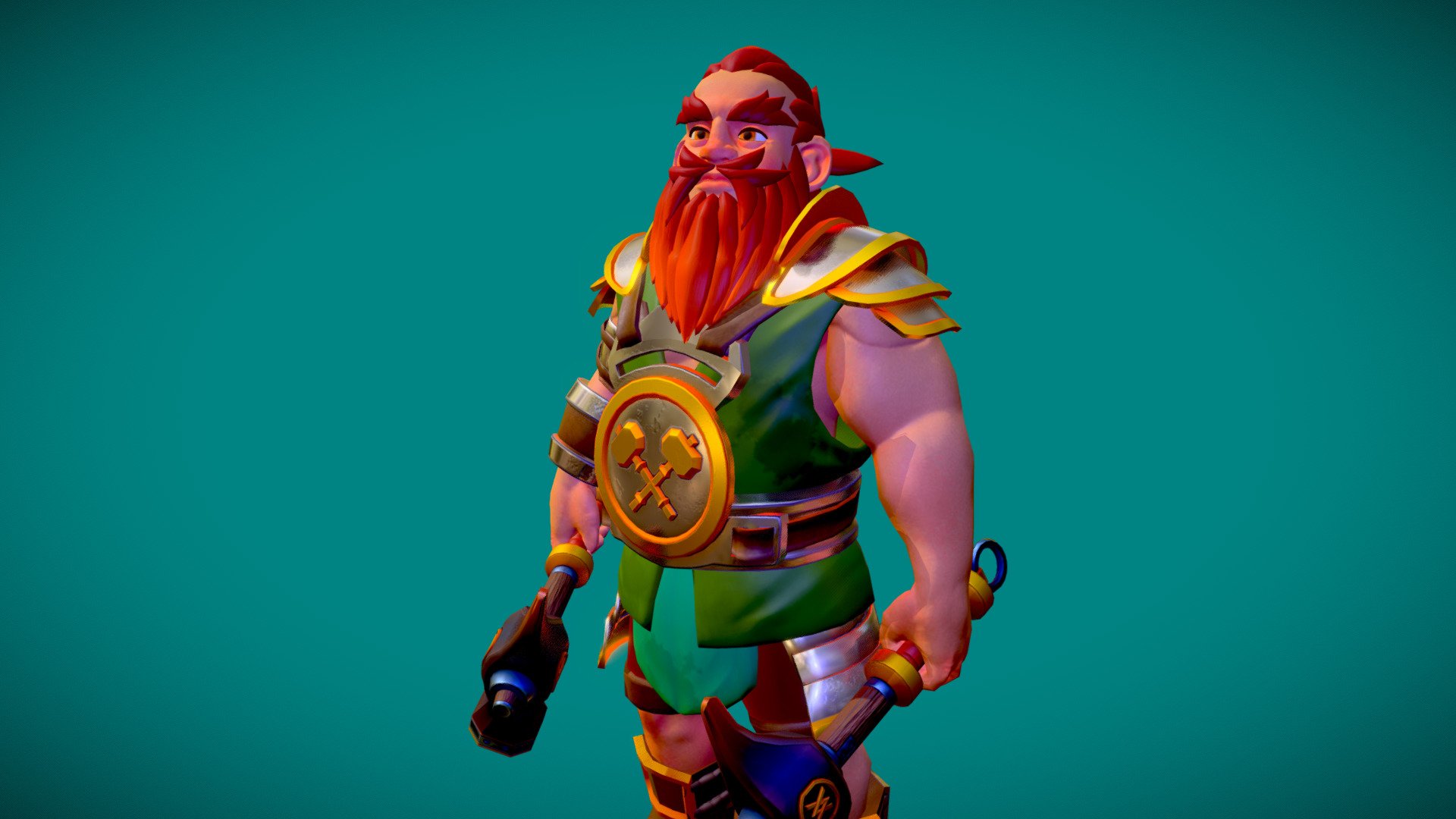 Stylized Dwarven character made with Blender and Substance Painter.
Made to experiment with clothing and stylized hair 3d model