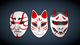 Japanese Mask Collection mask, kitsune, oni, kabuki