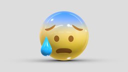 Apple Anxious Face With Sweat face, set, apple, messenger, smart, pack, collection, icon, vr, ar, smartphone, android, ios, samsung, phone, print, logo, cellphone, facebook, emoticon, emotion, emoji, chatting, animoji, asset, game, 3d, low, poly, mobile, funny, emojis, memoji