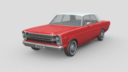 Low Poly Car automobile, power, abandoned, vehicles, land, ford, cars, drive, sedan, motor, driving, auto, old-car, galaxie, american-car, abandoned-car, ford-sedan, ford-galaxie, old-sedan, american-sedan