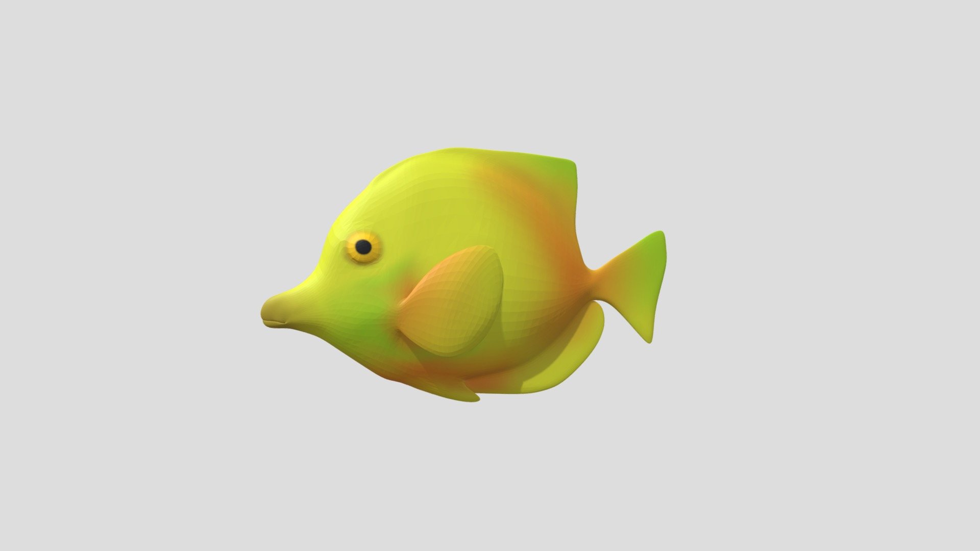 Subdivision: 2

Rigged

Textures: 1024 x 1024

Two textures: YellowFish and YellowFish2 You can use one of them, the difference is eye color

Has Normal Map

I hope you enjoy the model 3d model