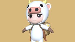 Hello, Lucky Cow cute, chibi, sd, arnoldrender, maya, character, modeling, cartoon, stylized