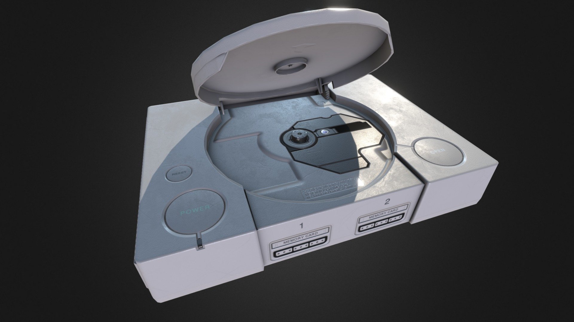 Low poly PlayStation console for EmuVR.

Check the closed tray version: https://skfb.ly/DHto

Play oldschool video games in Virtual Reality:

http://www.emuvr.net

https://www.youtube.com/watch?v=SLETH8dO9r8 - PlayStation (open tray) - 3D model by NeoZeroo 3d model