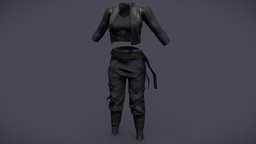 SAVE Female Cyberpunk Outfit short, leather, full, front, fashion, purple, girls, jacket, top, open, long, clothes, cyberpunk, pants, biker, dress, rider, sleeves, costume, womens, outfit, wear, dystopian, crop, pbr, low, poly, sci-fi, futuristic, female, dark, black, navy, harem