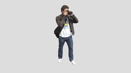Young Man Photograph people, sitting, standing, staff, director, uniform, businessman, manager, outfit, management, 3dhuman, lowpoly, 3dscan, man, withphone