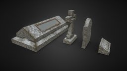 Grave Stone Collection graveyard, ancient, dead, creepy, cemetery, antique, rustic, gravestone, grave, headstone, scary, old, decay, yard, decaying, spook, antiquated, game, stone, rock, spooky, gameready, zombie