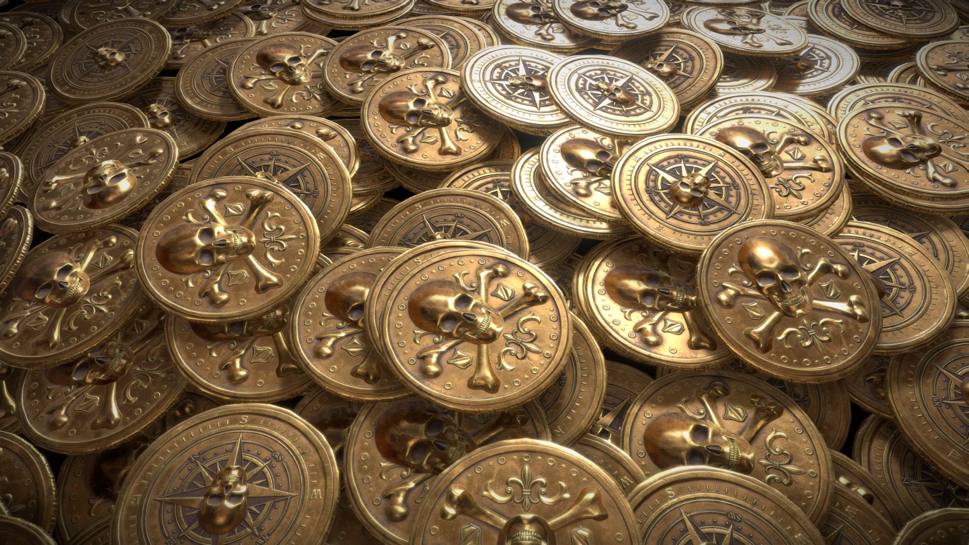 Model of a old Pirate Coin Stack made for a personal project and to sell. You can find the model and others on CGTrader! -&gt; Artificial - Old Historical Pirate Coin Stack - 3D model by Sluedke (@luedke) 3d model