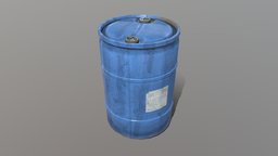 Plastic Blue Drum drum, barrel, props, static, gameguru, game, blue, container, plastic