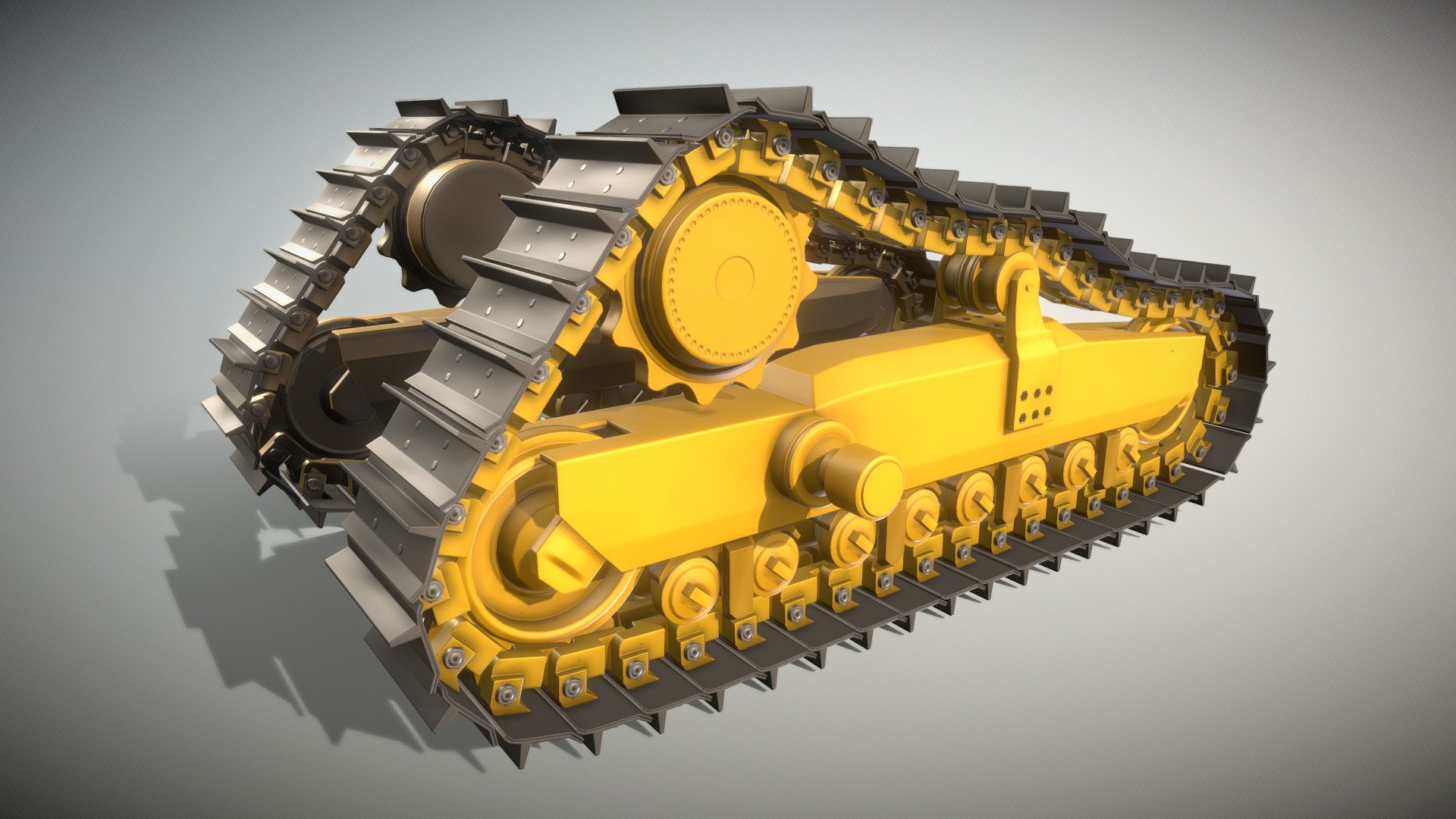Here is the low-poly version of the rigged bulldozer undercarriage with pbr textures.

I tried to keep it low-poly as possible for a bulldozer undercarriage.



Blender-Demo-Video

The download contains two versions for the rig.


The one mesh version with weighting for the animation.
The version with all parts which are parented to the animation bones (no bone influence for the meshes).








High-Poly Version


Modeled, textured, rigged and animated by 3DHaupt in Blender-3D - Bulldozer Undercarriage (Low-Poly Version) - Buy Royalty Free 3D model by VIS-All-3D (@VIS-All) 3d model
