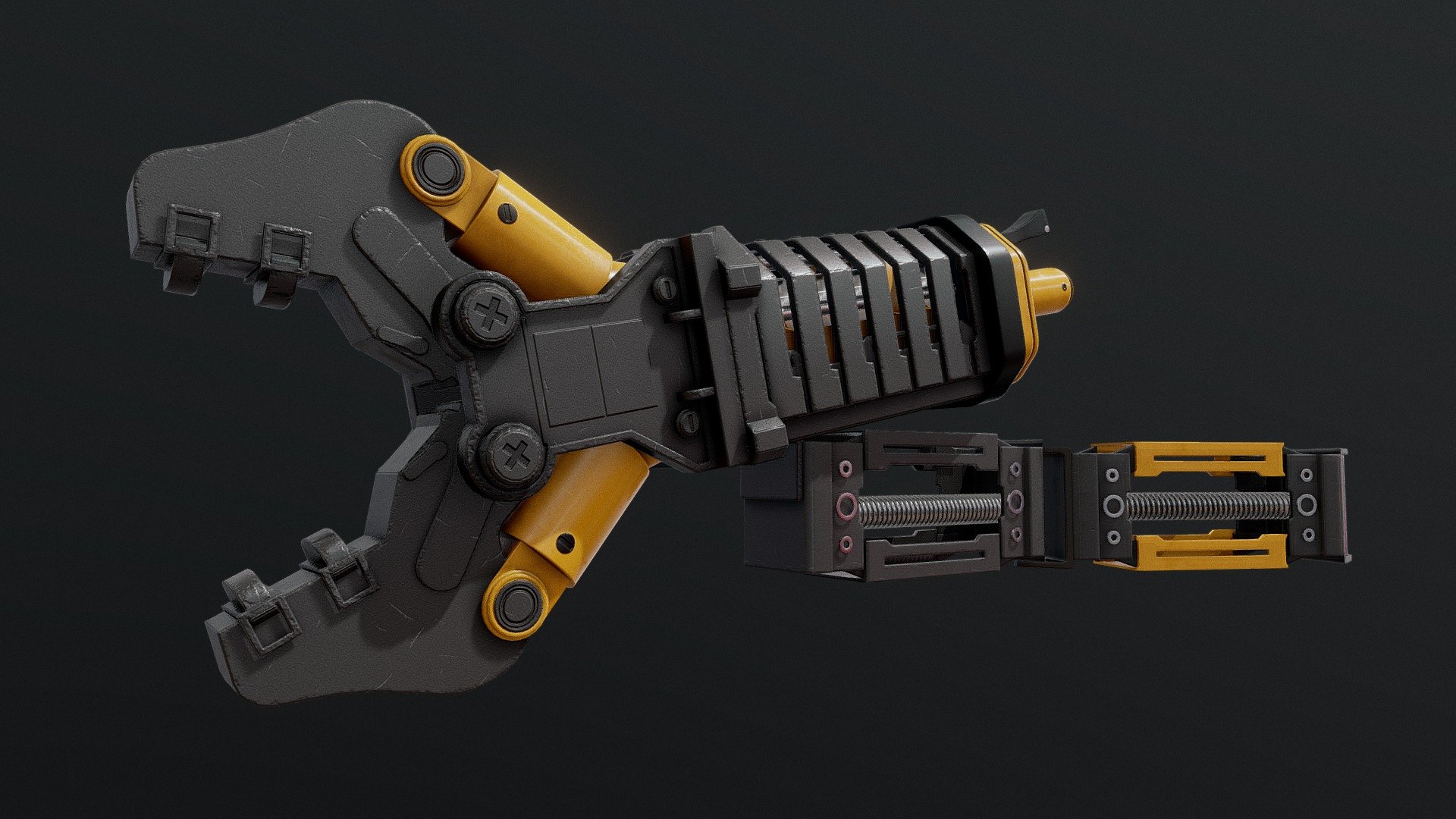 Robot arm, modeled in Blender, textured in Substance Painter.

Original concept from the Half-Life:Alyx concept art released in &ldquo;The Final Hours of Half-Life: Alyx