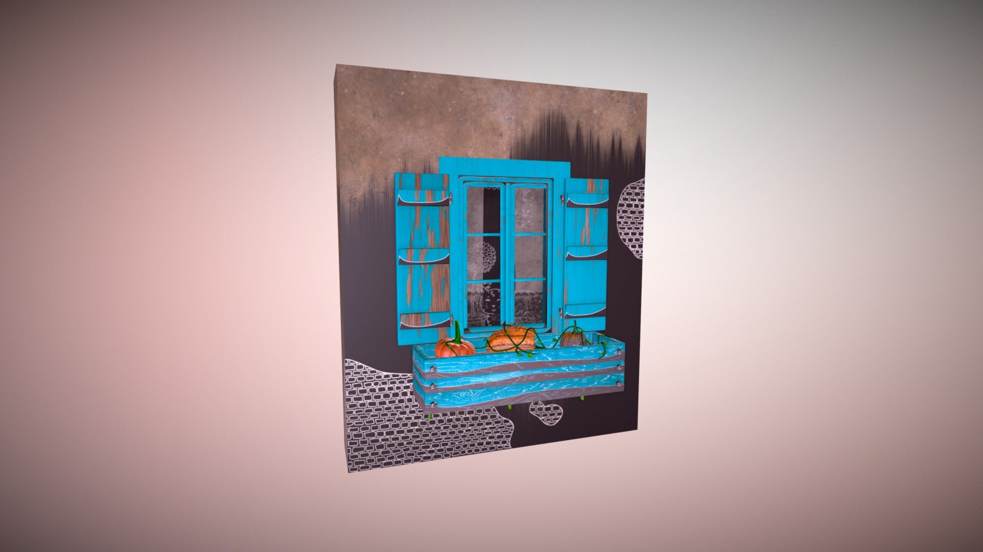 My experiment with different style of texturing - Autumn window - 3D model by witchbehindthebush 3d model