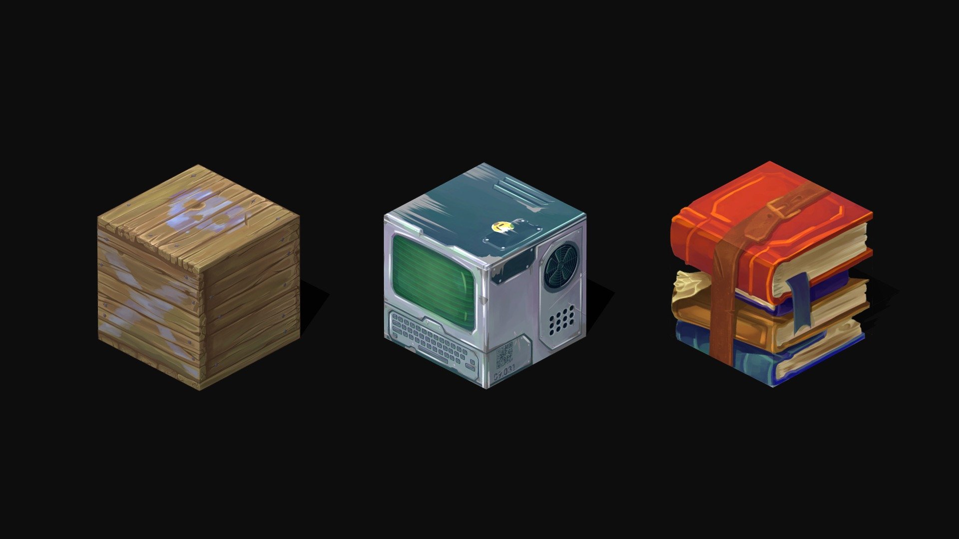 This was a hand painted texture exercise for creating stylized cubes. The purpose was to create 3 hand painted cubes in three different styles.
The textures were painted in 1024x1024 in Krita and 3d Coat. Diffuse map only.
Was a fun practice! - Hand Painted Boxes - 3D model by Maria Ioana (@MariaIoana) 3d model