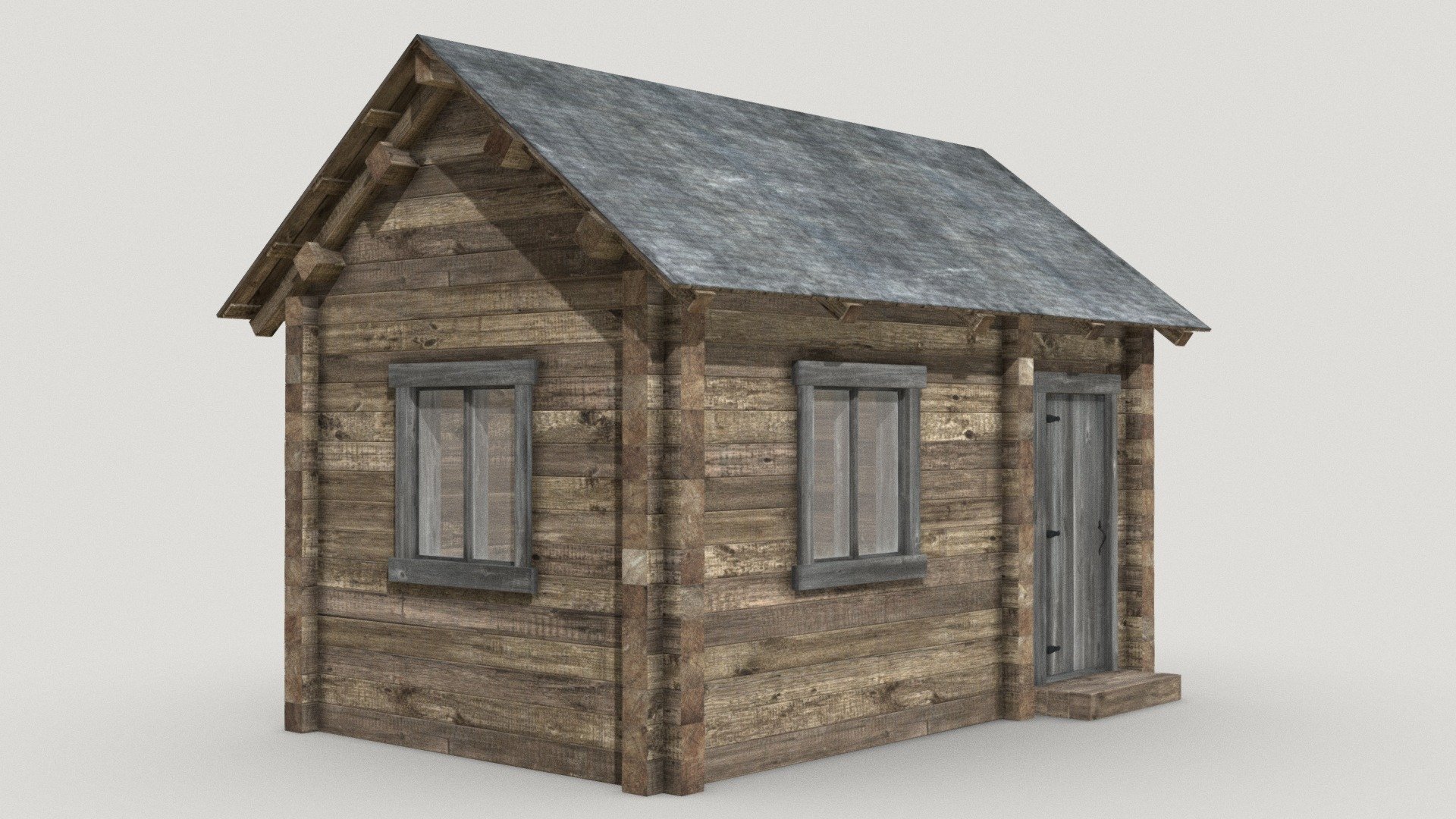 Low-poly PBR 3D model of a rustic log cabin. Ready for game engines and architectural 3D software.

The door is separate.

The model uses 6 texture sets and shared texture space (overlapping UVs).

Unity package included.

Texture format: PNG 2048x2048 to 4096x4096 - Wooden Log Cabin - 3D model by donnichols 3d model
