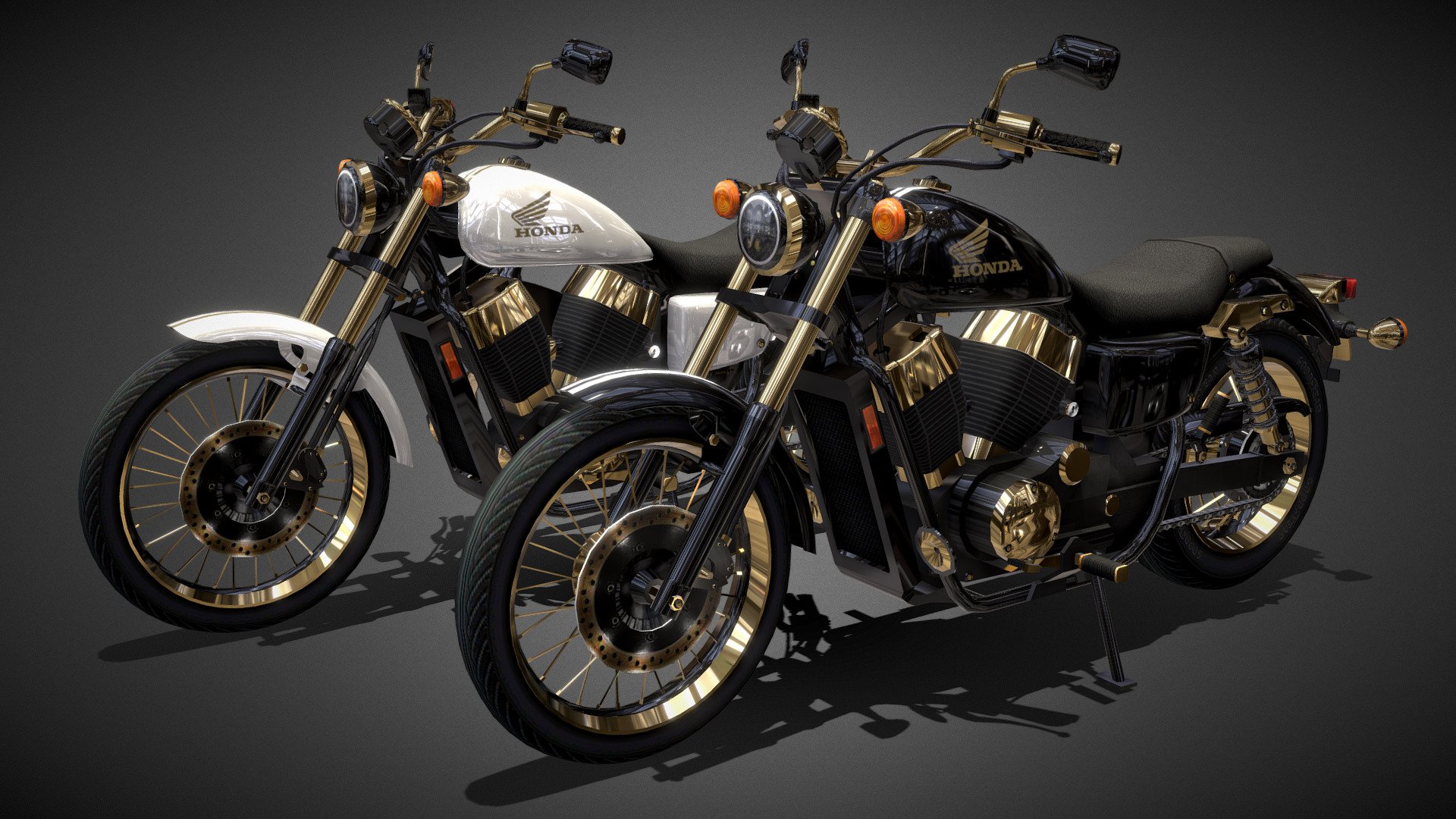 Just a little experiment.

I tried to make a style for this motorcycle, which I would like.

And these styles turned out to be two.

But I couldn't buy them in reality.

Fear your desires :D





Based on model - Traffic Rider (SHADOW R)

Fix materials - Alex.Ka.

Gold edition style - Alex.Ka.

Prepared for SketchFab by Alex.Ka.

12.09.2022
 - Honda Shadow RS-Gold 2010 By Alex.Ka.🤍🖤 - Download Free 3D model by ᗩᒪE᙭. Kᗩ.🚗 (@Alex.Ka.) 3d model
