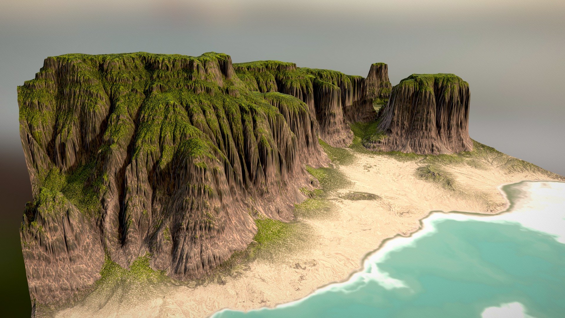 Some lush and tropical sea cliffs for the win :-) 

With Gaea and Substance - Tropical Beach Cliffs - Buy Royalty Free 3D model by taber.noble 3d model