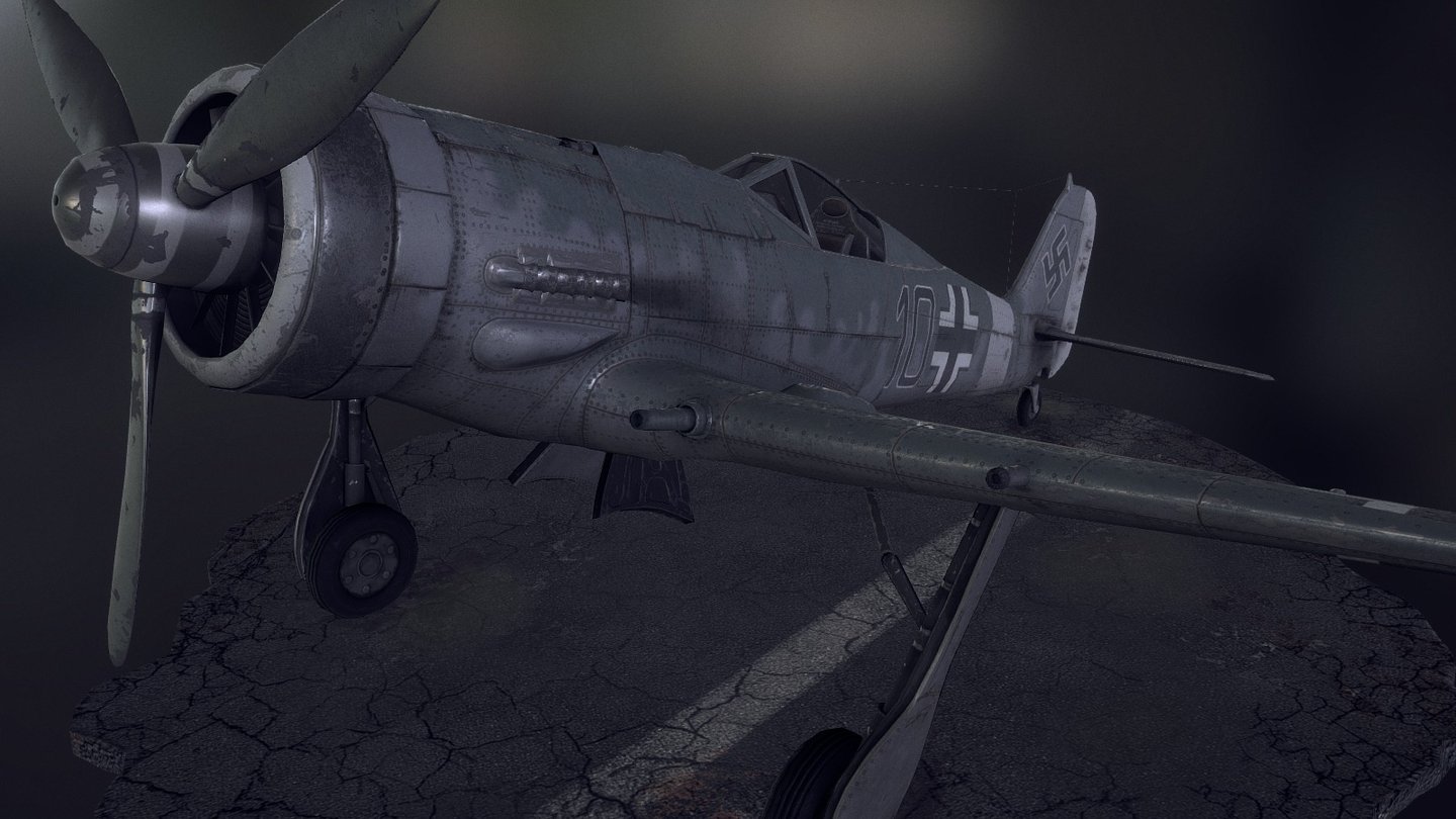The Focke Wulf warplane model 
2 x 4k diffuse  normal  specular  gloss - Focke Wulf FW190D - 3D model by TehSnake 3d model