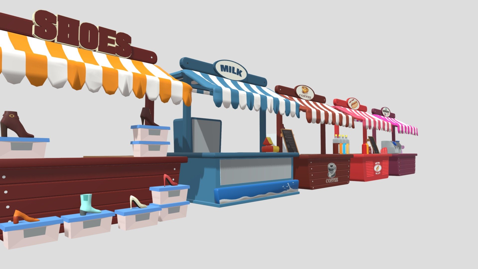 Street Shops Pack - 3D model by sasee_sw (@sasee.sw) 3d model