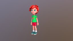Kid Red toon, cute, little, kid, boy, child, low-poly, girl, lowpoly, human