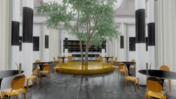restaurant tree, food, restaurant, nature, interior-design, dinningchair, dinningtable, sketchup, interior