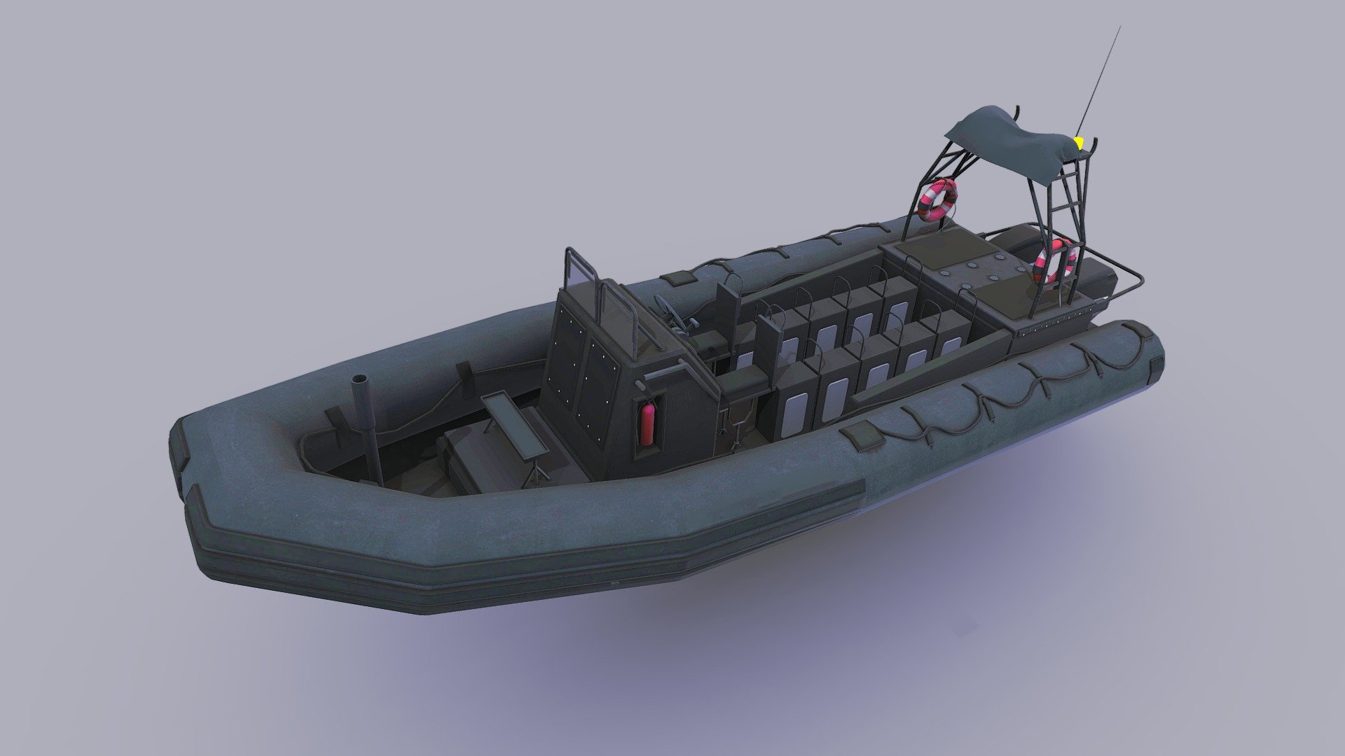 Inflatable Patrol Boat


-polygons:31182(tris) verts:17190
-Low-poly ready to use in games
-Textures are in 2048x2048 PNG format 1 Diffuse only
-Model is triangulated
-Available formats:MAX 2018 and 2015, Blender 3.1, OBJ, MTL, FBX, .tbscene.
-Files unit: Centimeters.
-If you need any other file format you can always request it.
-All formats include materials and textures.
 - Inflatable Patrol Boat - Buy Royalty Free 3D model by MaX3Dd 3d model