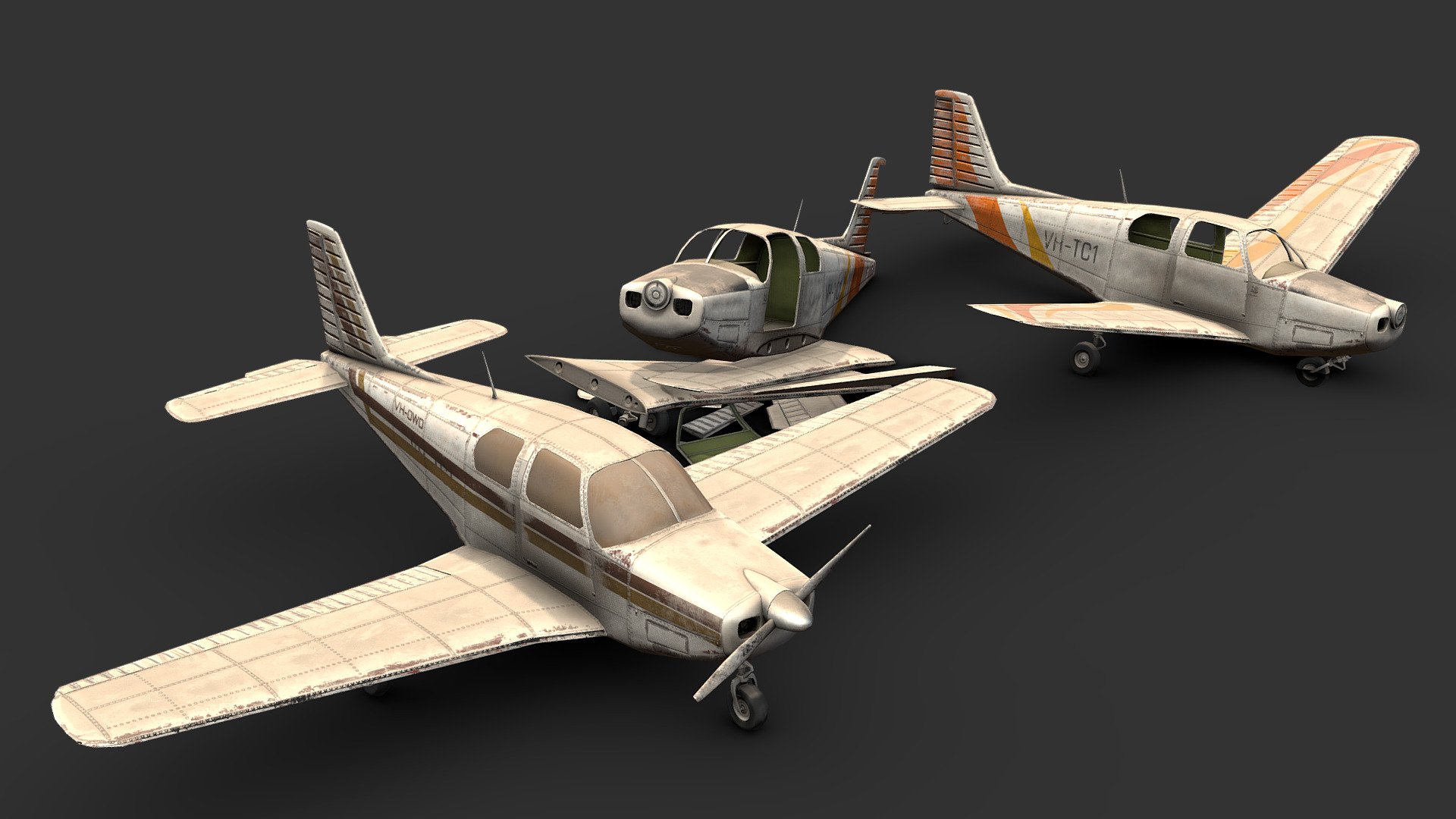Lowpoly model of a no-longer-airworthy small plane, or is it just a pile of parts?

Made in 3DSMax and Substance Painter

Questions? Interested in a custom model? Want me working on your project? Feel free to contact me via artstation at: https://www.artstation.com/renafox3d - Junk Airplane - Buy Royalty Free 3D model by Renafox (@kryik1023) 3d model