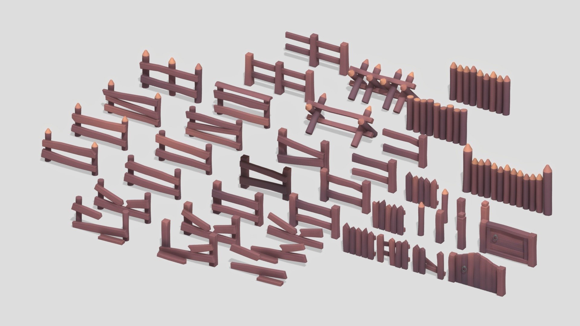 Stylized Low Poly Wooden Fences Pack 01 - Stylized Low Poly Wooden Fences Pack 01 - Buy Royalty Free 3D model by Creative Trio (@creativetrio) 3d model