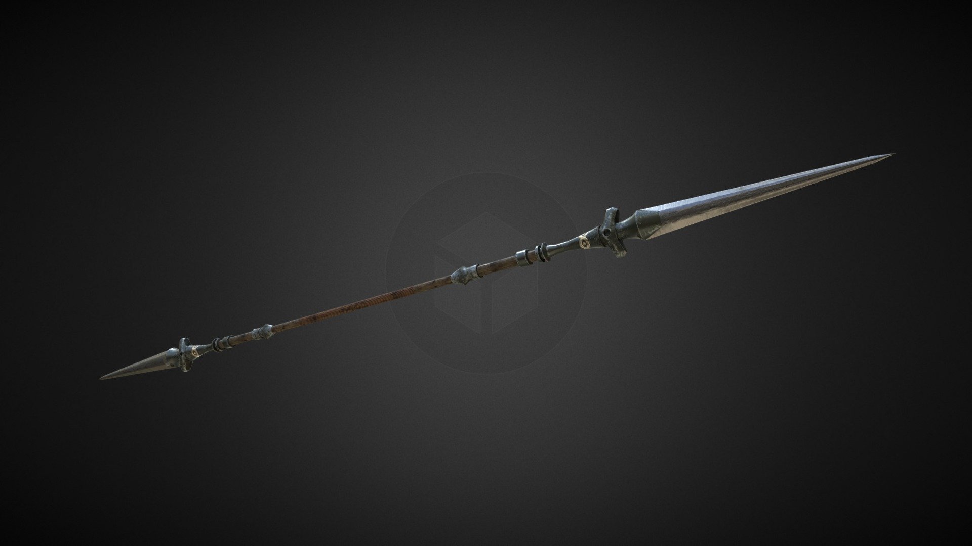 A fantasy spear with Metallic/Roughness PBR textures 3d model