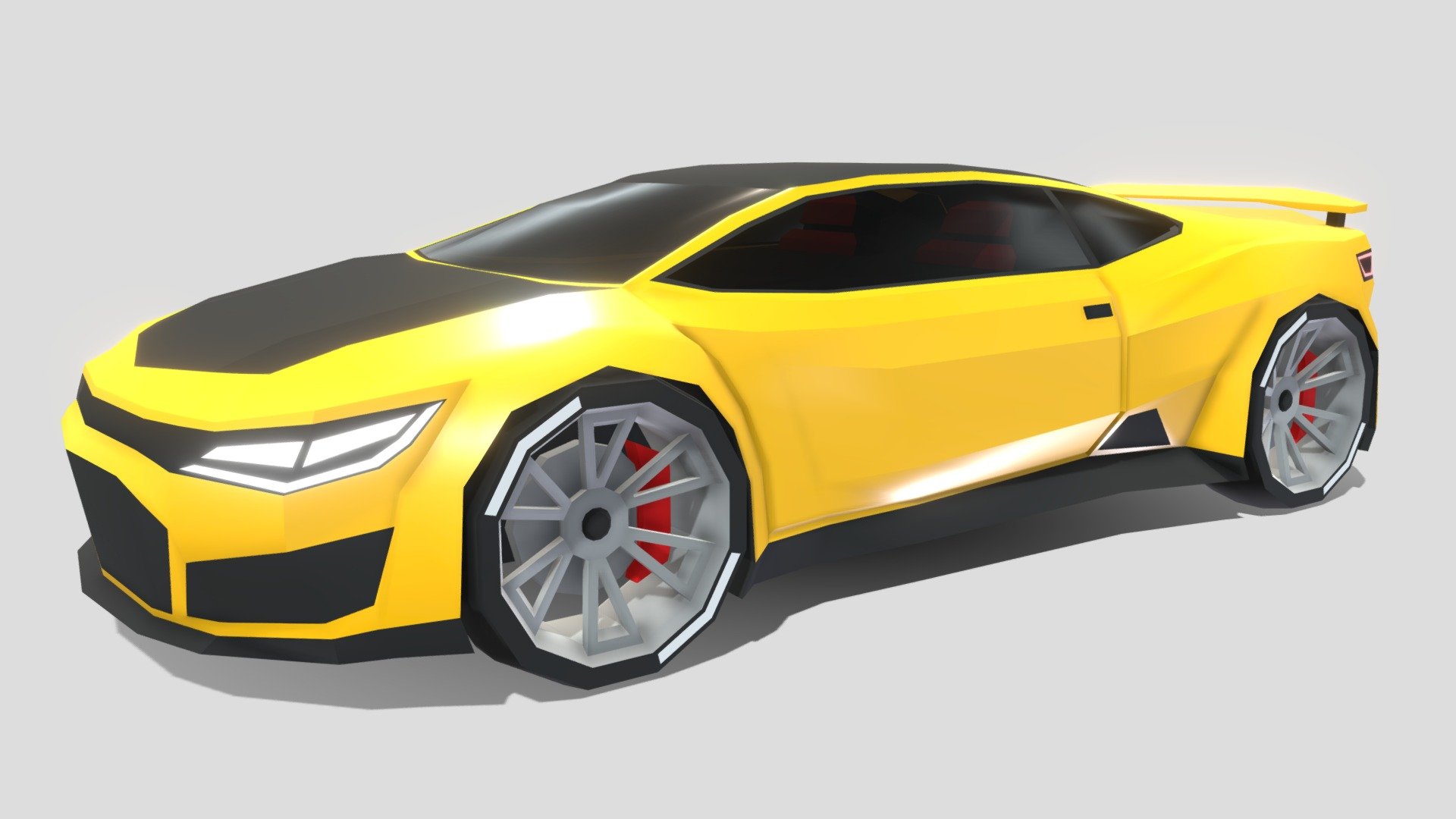 A game-ready generic low poly mid-engined supercar/sports car, with inspiration taken from the Camaro, the C8 Corvette, and more 3d model