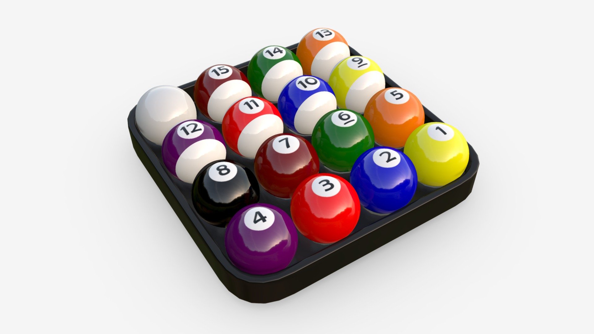 Billiard Pool Ball Set with Tray - Buy Royalty Free 3D model by HQ3DMOD (@AivisAstics) 3d model