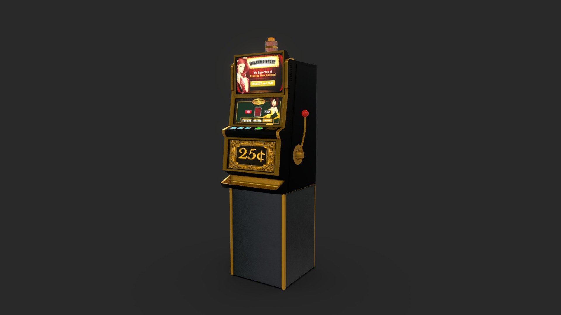 Las Vegas Casino Slot Machine High Poly to spec. Textured, ready for VR / AR

Materials Seperated for easy PBR use. FREE geometry nodes to array slot machines in rows and columns for better optimization. Blender 3.0 and up - Slot Machine - Buy Royalty Free 3D model by Unreal Designer (@unrealdesigner.ig) 3d model