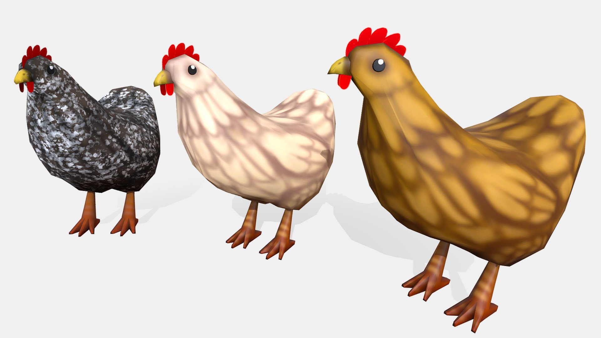 Chickens for a game I'm working on called Brodinjer 3d model