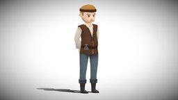 Stylized NPC rpg, toon, npc, villager, game-ready, peasant, jrpg, game-asset, topdown, character, handpainted, cartoon, game, lowpoly, mobile, man, gameasset, stylized, fantasy, human, male, gameready