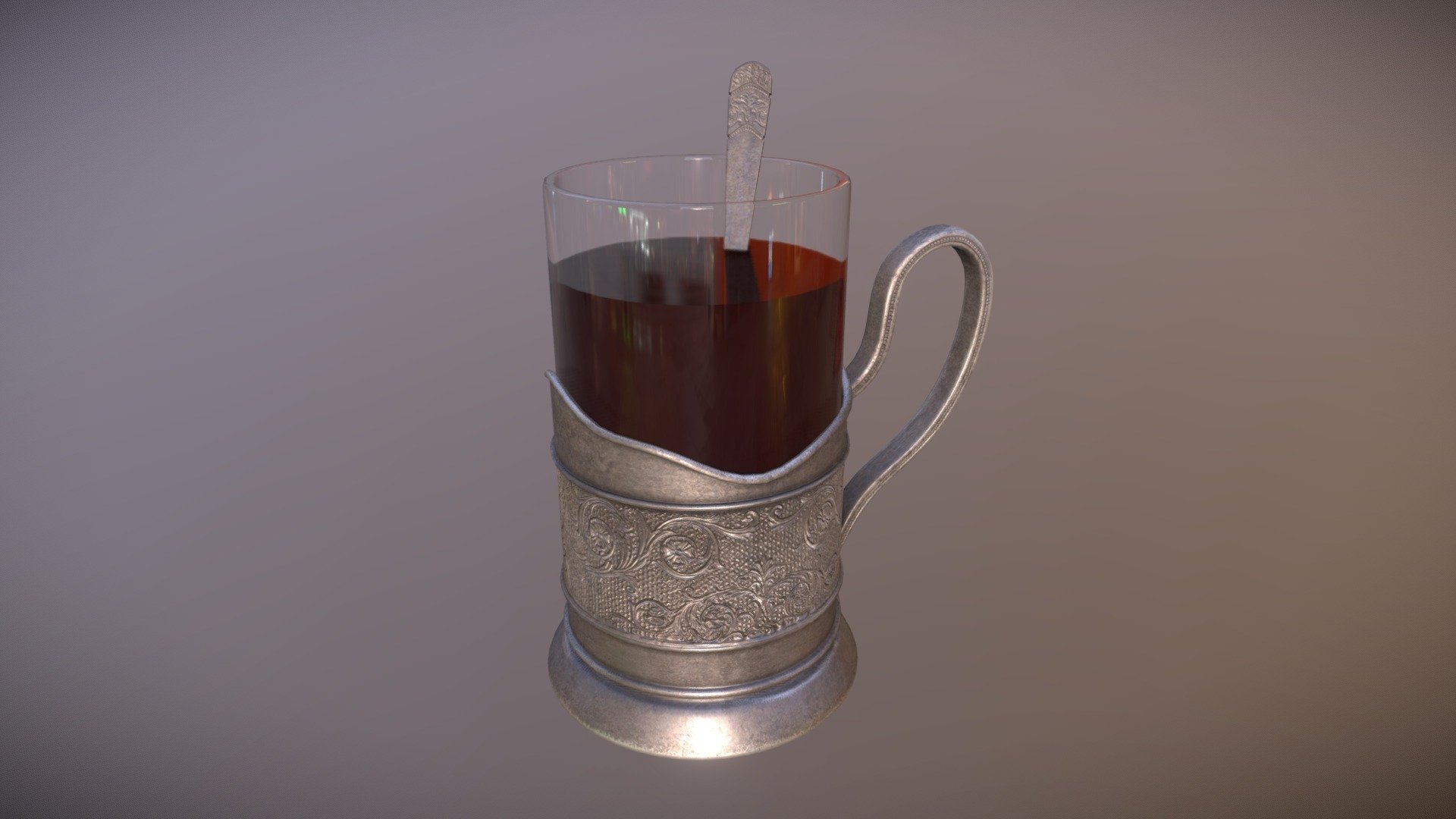 Cup with holder and spoon 3d model