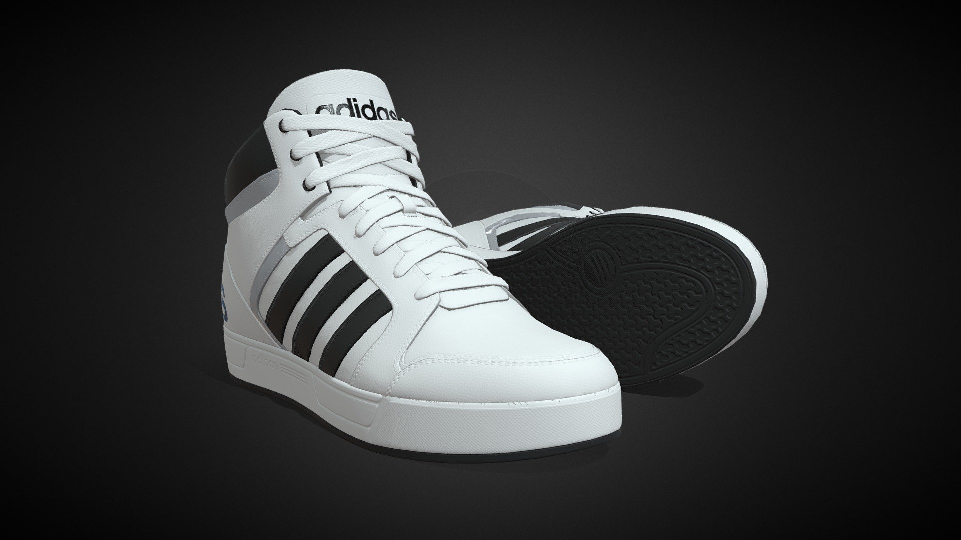 Adidas-NeoRaleigh 9TIS-HighTop Sneakers_white colorway - Adidas-NeoRaleigh 9TIS-HighTop Sneakers - 3D model by maxwell (@manacards) 3d model