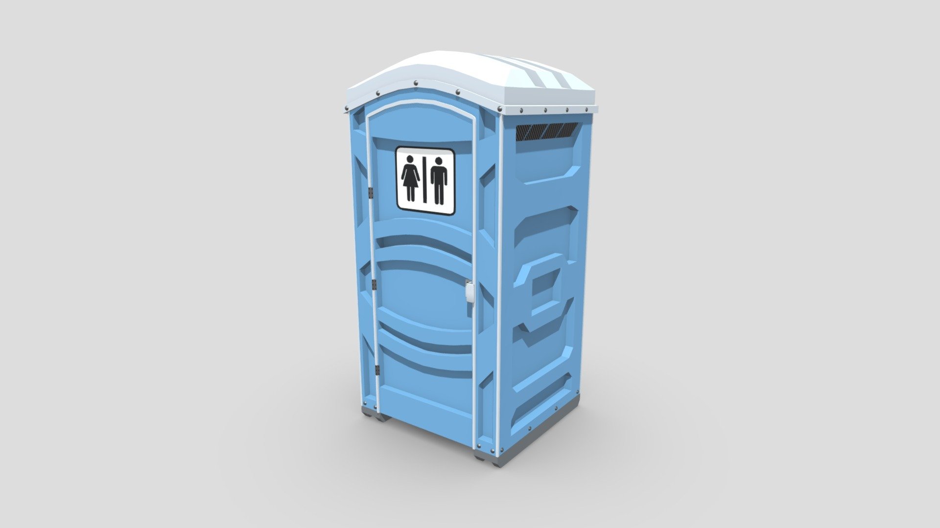 Low poly Portable Toilet object that was created using Blender. This object has the key parts you would find on a real-world object such as supports that elevate the object and allow easy transportation, bolts to hold everything together, and air vents at the top. This object was made using the metalness workflow and PBR textures.

Features:




Object uses metalness workflow and 4K PBR textures in PNG format

Object has been manually UV unwrapped to match its PBR textures

Blend file includes pre-applied textures, cameras, and lighting setups

Object has been exported in 4 file formats (FBX, OBJ, GLTF/GLB, DAE/Collada)

Files have been archived in an easy to follow hierarchy

Images were rendered using the cycles engine

Included Textures:




AO, Diffuse, Roughness, Gloss, Metallic, Normal

UVLayout

The source file that is uploaded is for demonstration use and is uploaded in FBX format. In the additional file you will find all model exports and the textures that go along with them 3d model