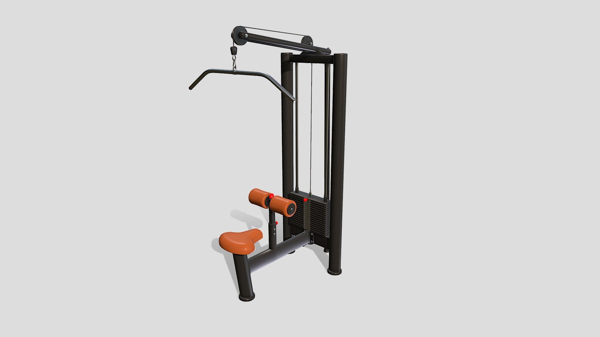 Gym machine 3d model built to real size, rendered with Cycles in Blender, as per seen on attached images. 

File formats:
-.blend, rendered with cycles, as seen in the images;
-.obj, with materials applied;
-.dae, with materials applied;
-.fbx, with materials applied;
-.stl;

Files come named appropriately and split by file format.

3D Software:
The 3D model was originally created in Blender 3.1 and rendered with Cycles.

Materials and textures:
The models have materials applied in all formats, and are ready to import and render.
Materials are image based using PBR, the model comes with four 4k png image textures.

Preview scenes:
The preview images are rendered in Blender using its built-in render engine &lsquo;Cycles'.
Note that the blend files come directly with the rendering scene included and the render command will generate the exact result as seen in previews.

General:
The models are built mostly out of quads.

For any problems please feel free to contact me.

Don't forget to rate and enjoy! - Lat Machine - Buy Royalty Free 3D model by dragosburian 3d model