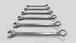 Selection of spanners mechanic, fight, screw, diy, wrench, survival, spanner, crime, tool, carpenter, toolbox, metallic, hareware, pbr-texturing, spanners, garage-door, blender, pbr, lowpoly, workshop, industrial, steel, wrench-tool, spanner-tool